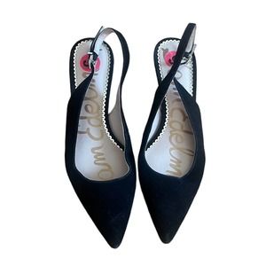 Sam Edelman Black Suede Ludlow Sling Back Kitten Heels, Sz 6